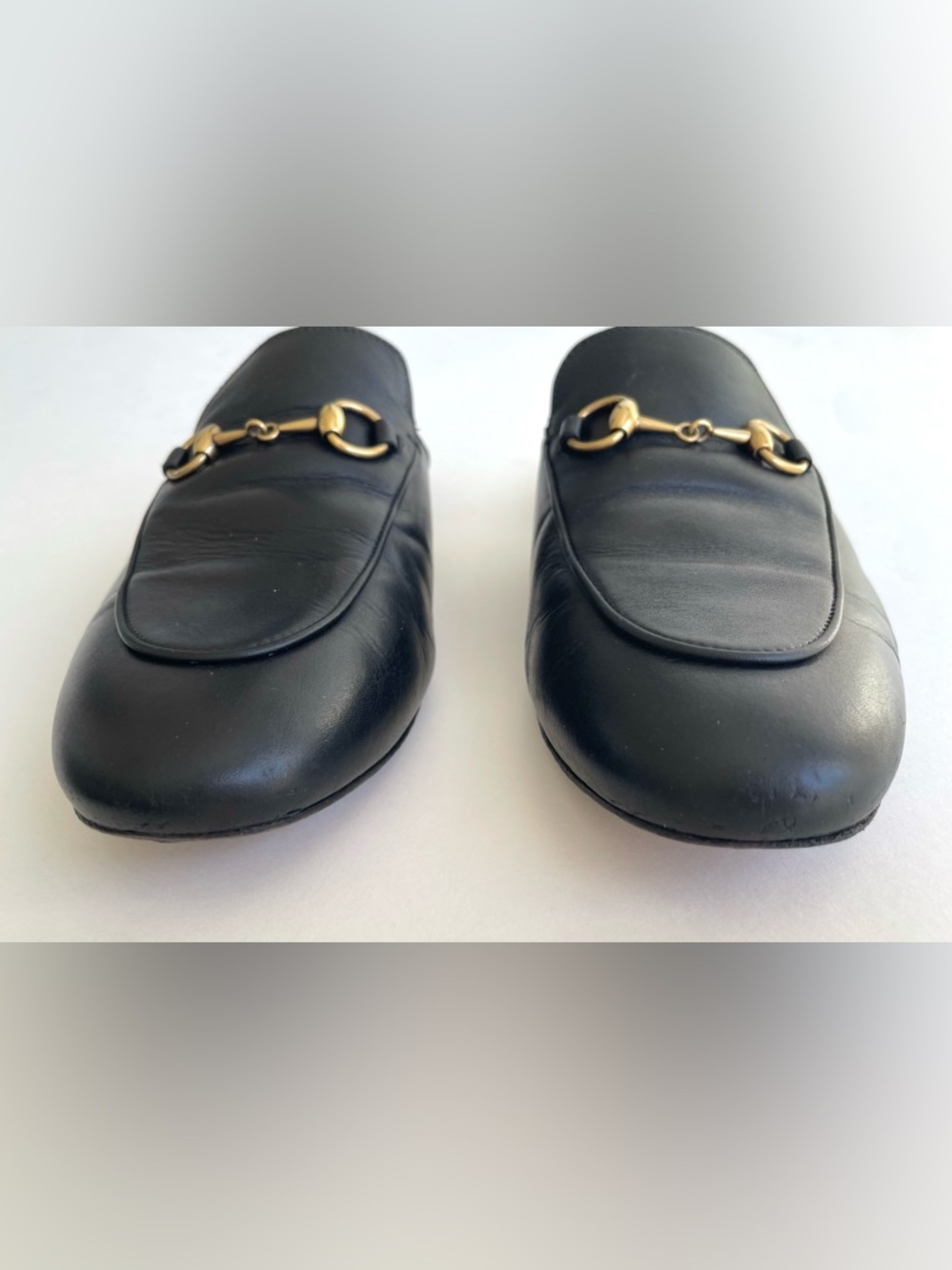 Gucci Princetown Horsebit Mule Loafer Black Leather Slip On Flats EU 37.5 US 7.5 - Picture 5 of 15